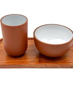 1972 Geglazuurde High & Low cups 1 set op plankje