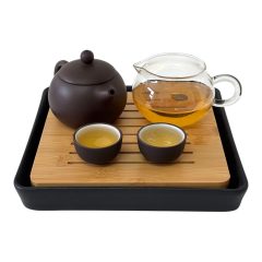 1754 Tea Tray 'Chá Yuán' Vierkant Bamboe Met Aardewerk